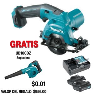 HS301DWYE-Z Sierra Circular, Diámetro Disco 3-3/8", 1.500 Rpm y Cargador con Disco Maletín de 12V.